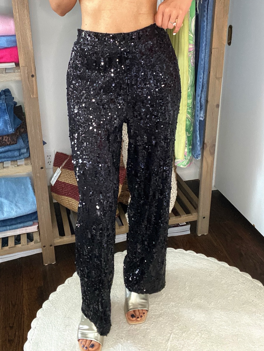 CABLE & GAUGE Black Sequin Wide-Leg Pant! 🖤